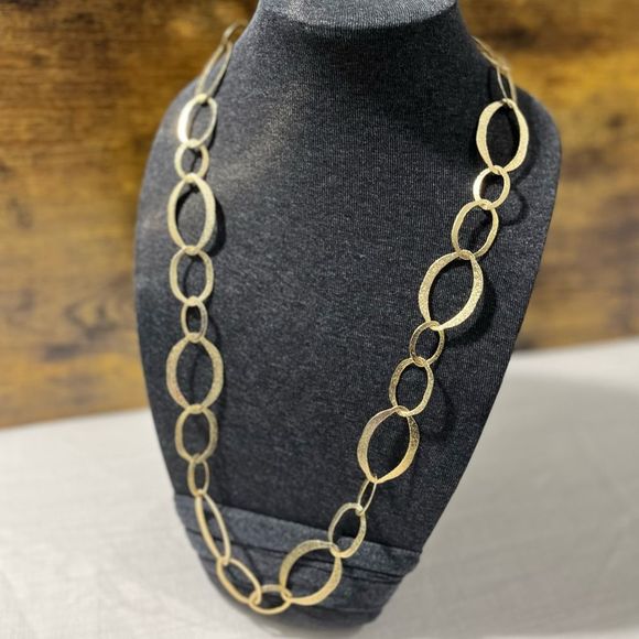 Long Goldtone Link Necklace w/ Earrings - Picture 8 of 13